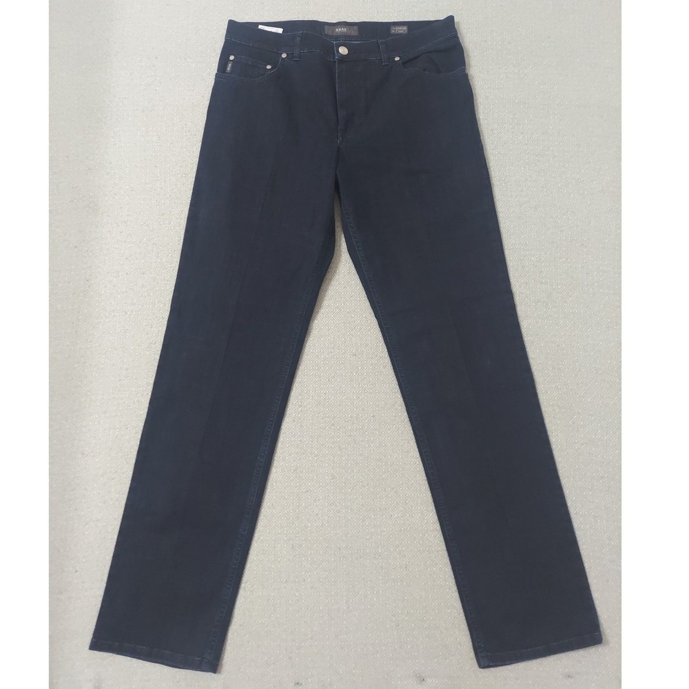 Brax Pants Mens 36/34 Dark Blue Style Cooper PU Straight Leg Five Pocket Indigo